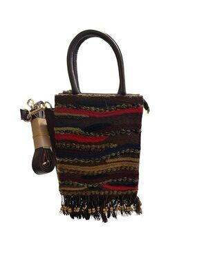Aarong Embroidered Boho Crossbody Fringe Tapestry Mixed Fabric Artisan Bag NWT